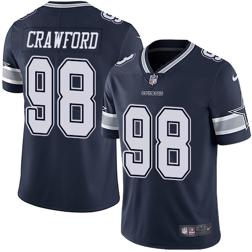 2019 men Dallas Cowboys 98 Crawford blue Nike Vapor Untouchable Limited NFL Jersey style 2